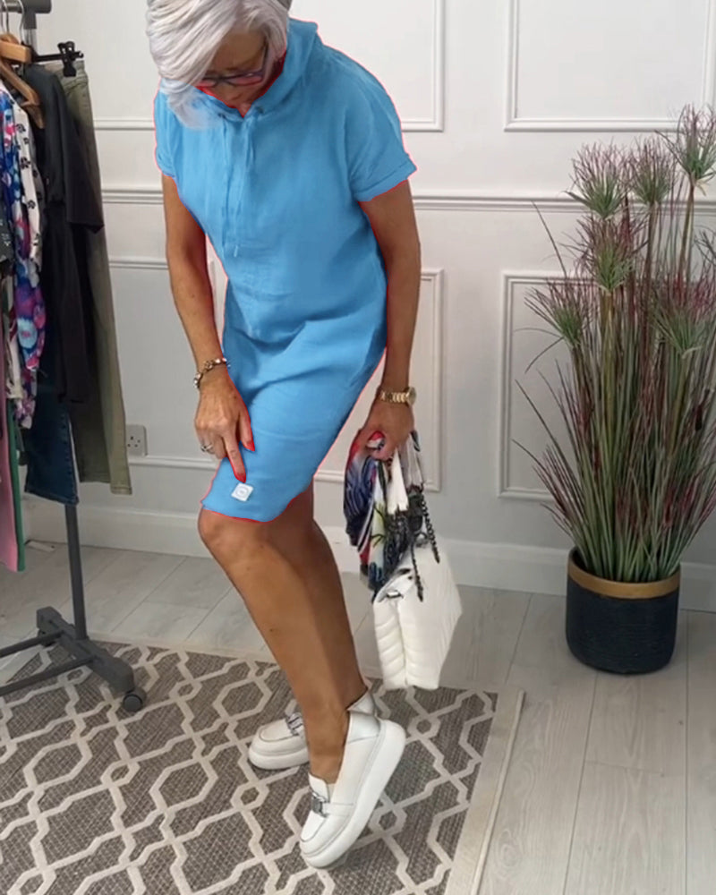 Hooded short sleeve casual dress