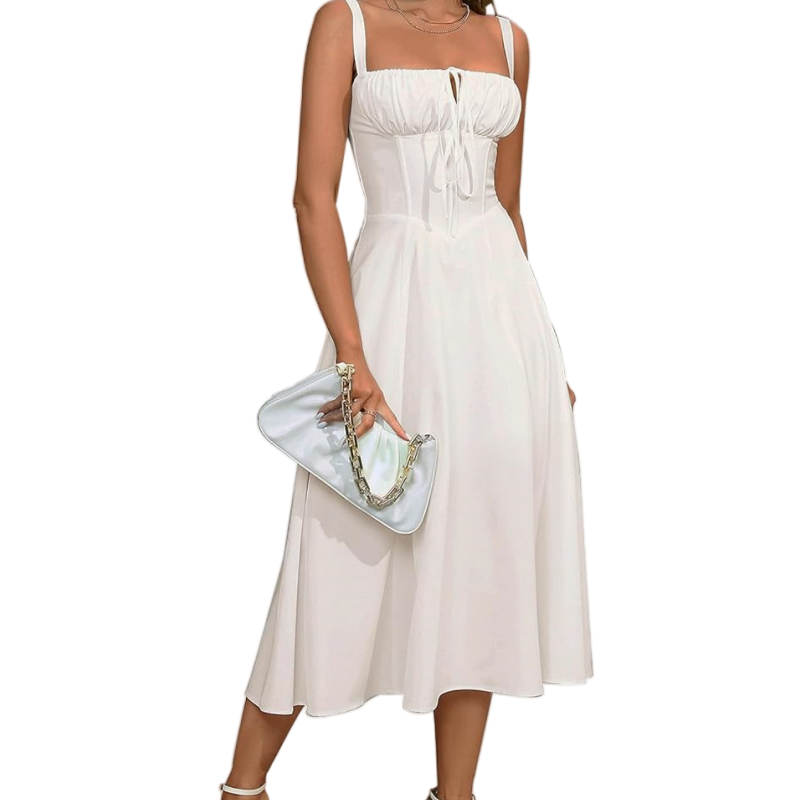 Lace-Up Thigh Split Dress