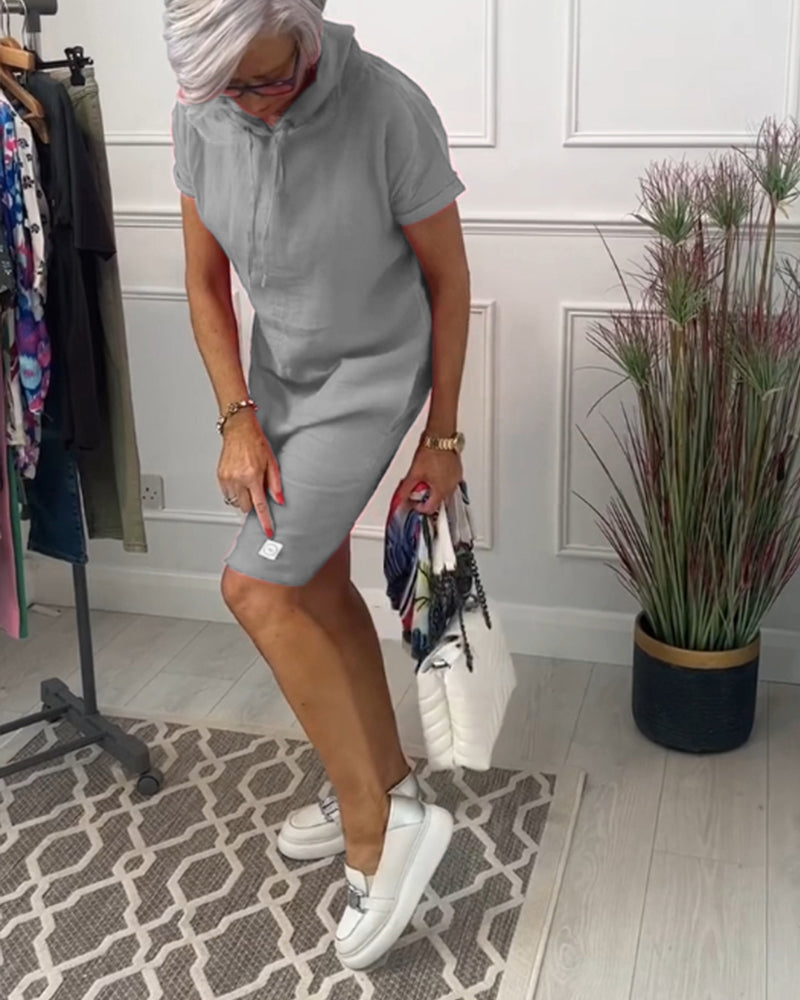 Hooded short sleeve casual dress