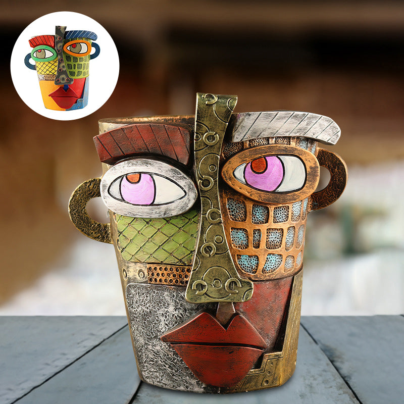 Abstract Beauty Face Flower Pot