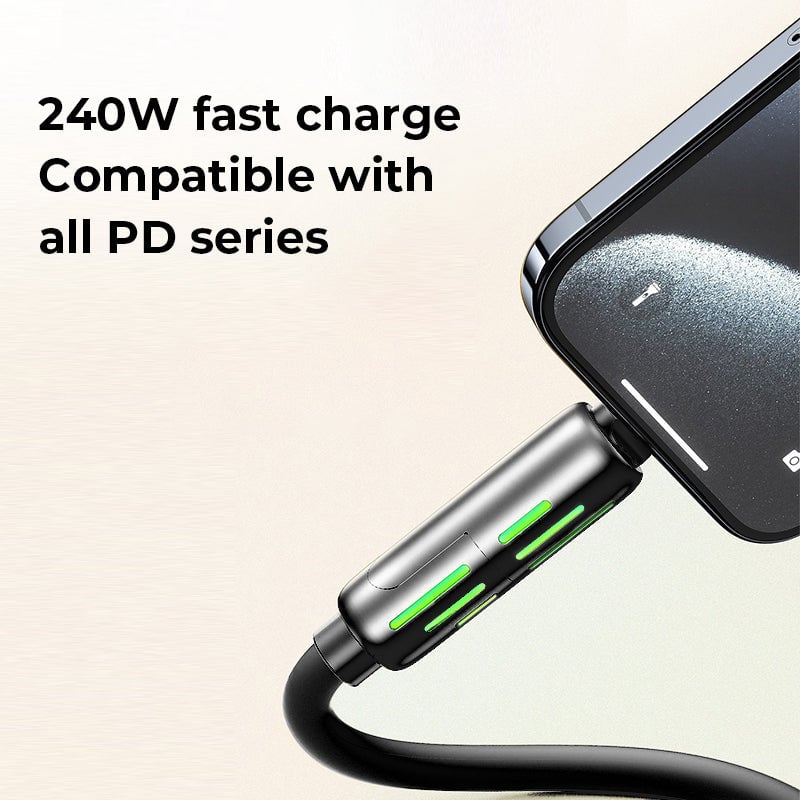 7-Color Breathing Light 240W 4-in-1 USB C Cable