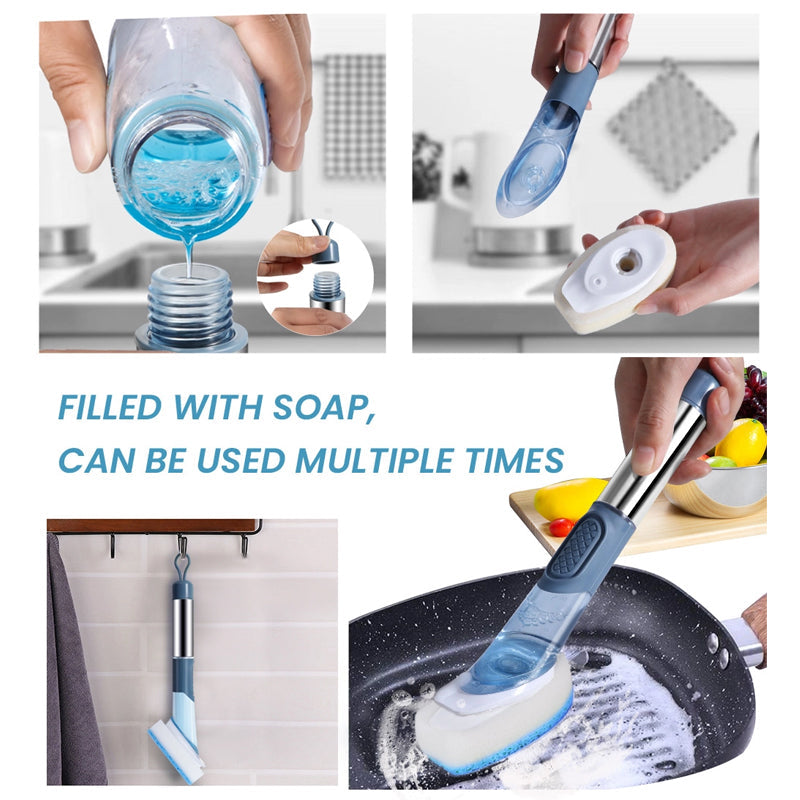 4-in-1 Soap Dispensing Dish Brush Set
