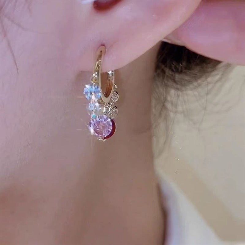 Shiny Colorful Zircon Drop Earrings