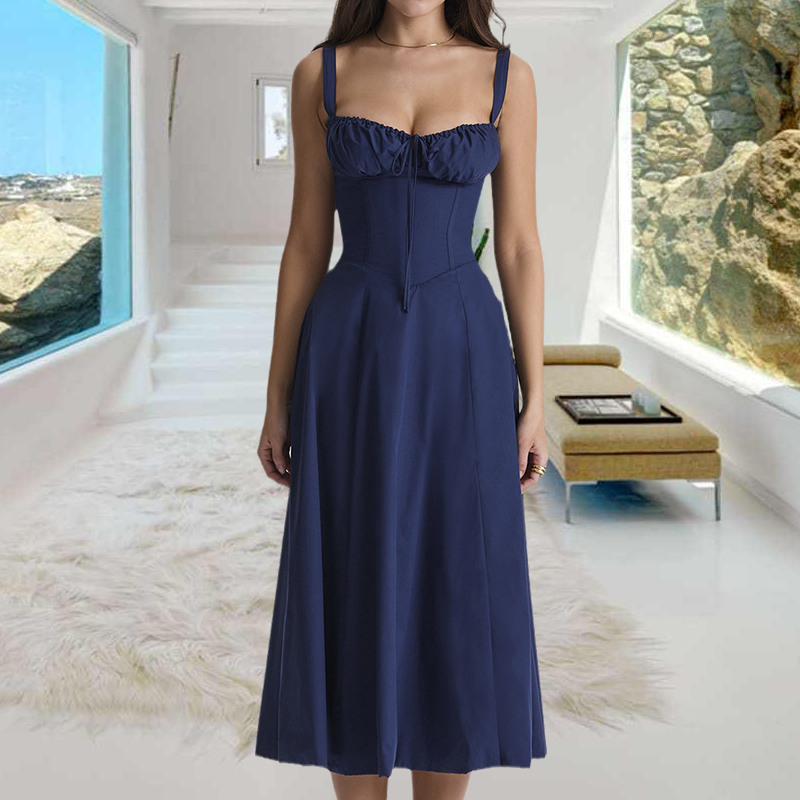 Lace-Up Thigh Split Dress