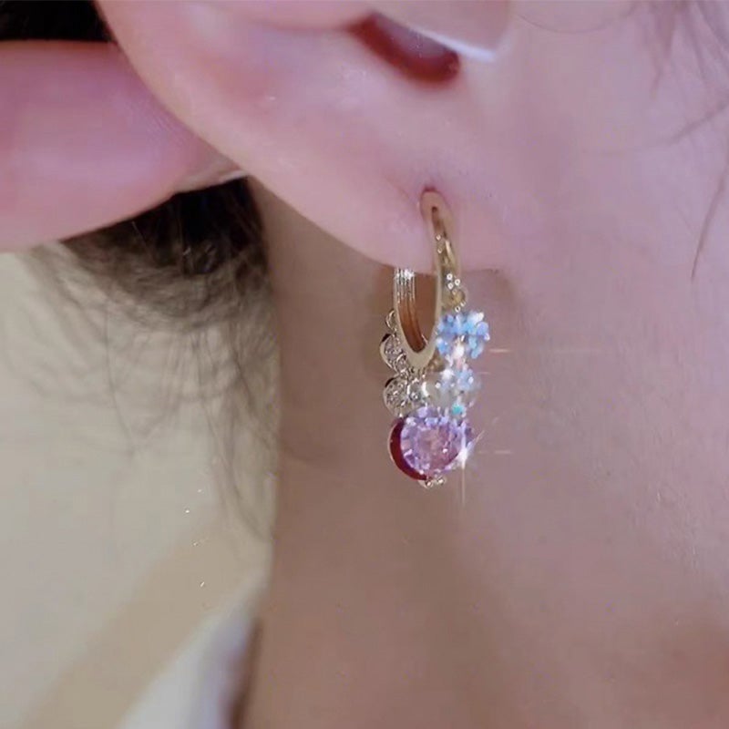 Shiny Colorful Zircon Drop Earrings